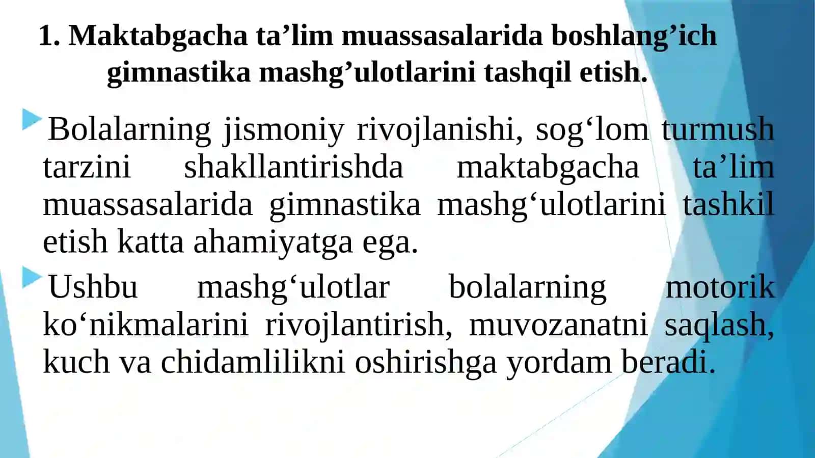 Ta’lim muassasalarida gimnastikani o‘tkazish usullari 3