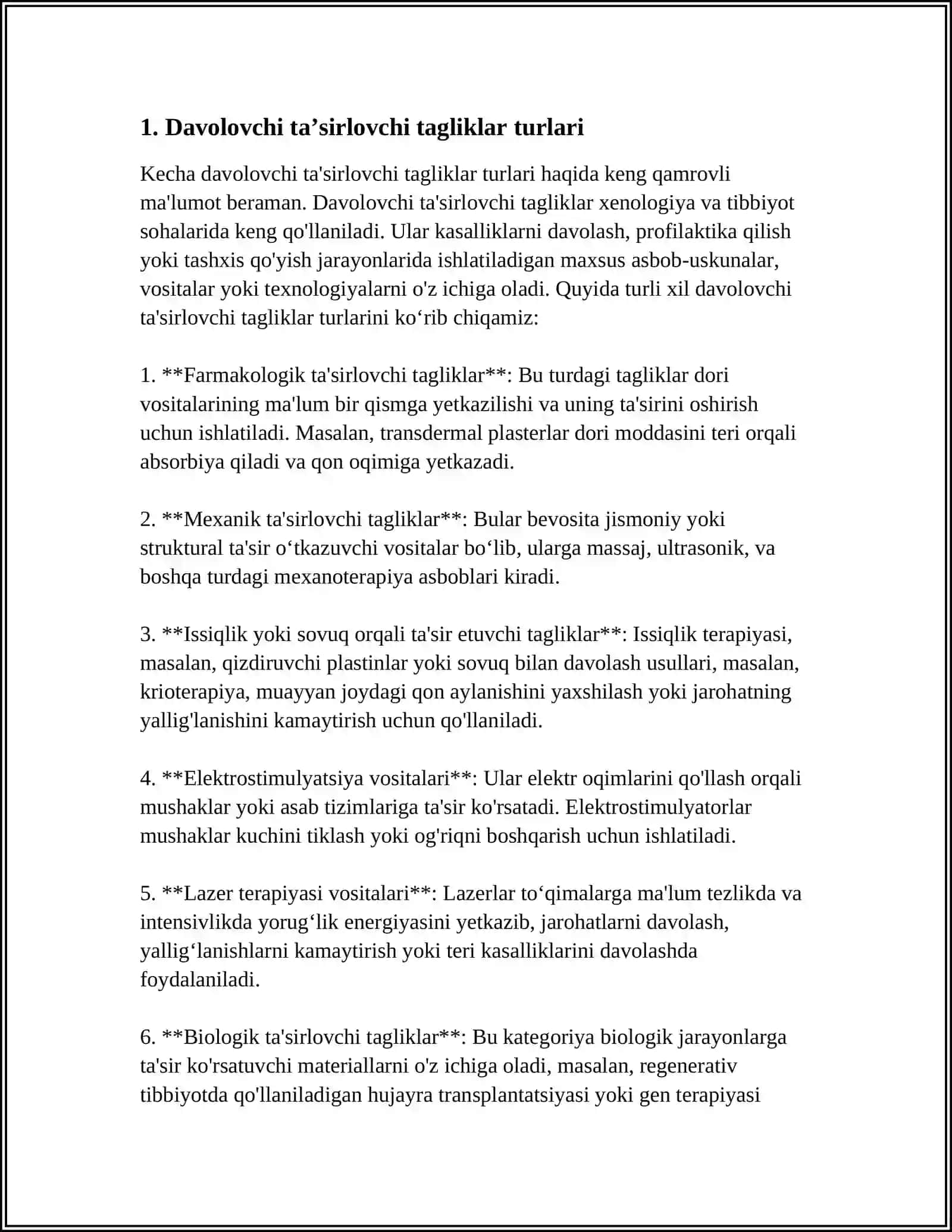 DAVOLOVCHI TAGLIKLAR TURLARI XUSUSIYATLARI 3