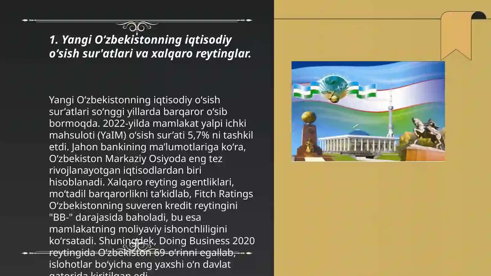 Yangi Oʻzbekiston ijtimoiy- siyosiy iqtisodiy va madaniy hayotida roʻy berayotgan oʻzgarishlarning xalqaroreyting va indekslar aks etishi 3