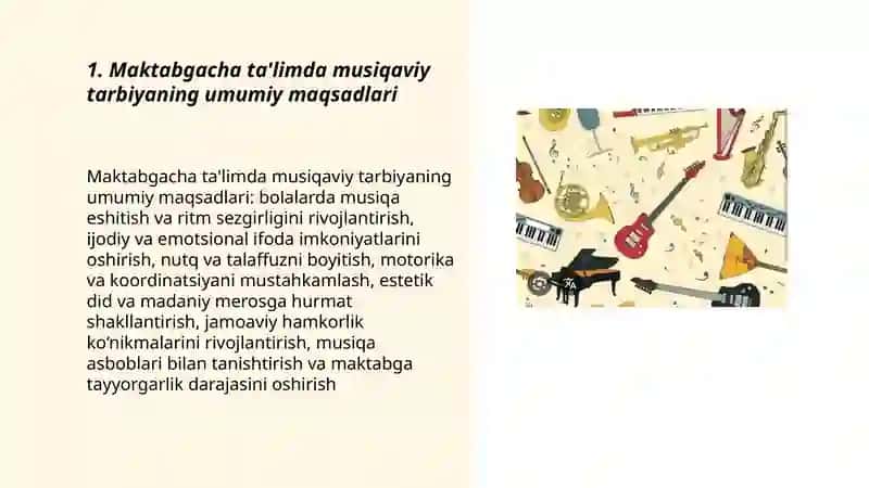 Maktabgacha ta'lim tashkilotlarida musiqaviy tarbiyaning maqsad va vazifalari 3