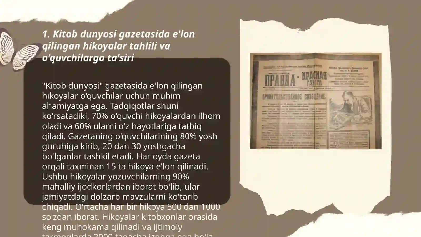 Kitob dunyosi gazetasida e'lon qilingan hikoyalar tahlili 3