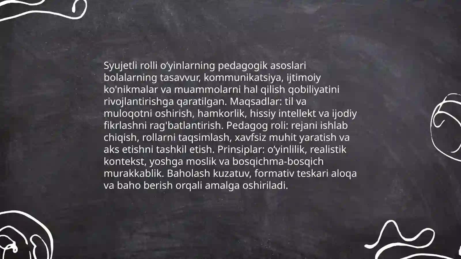 Syujetli rolli oʻyinlar va sahnalashtirish markazida didaktik óyinlar 3