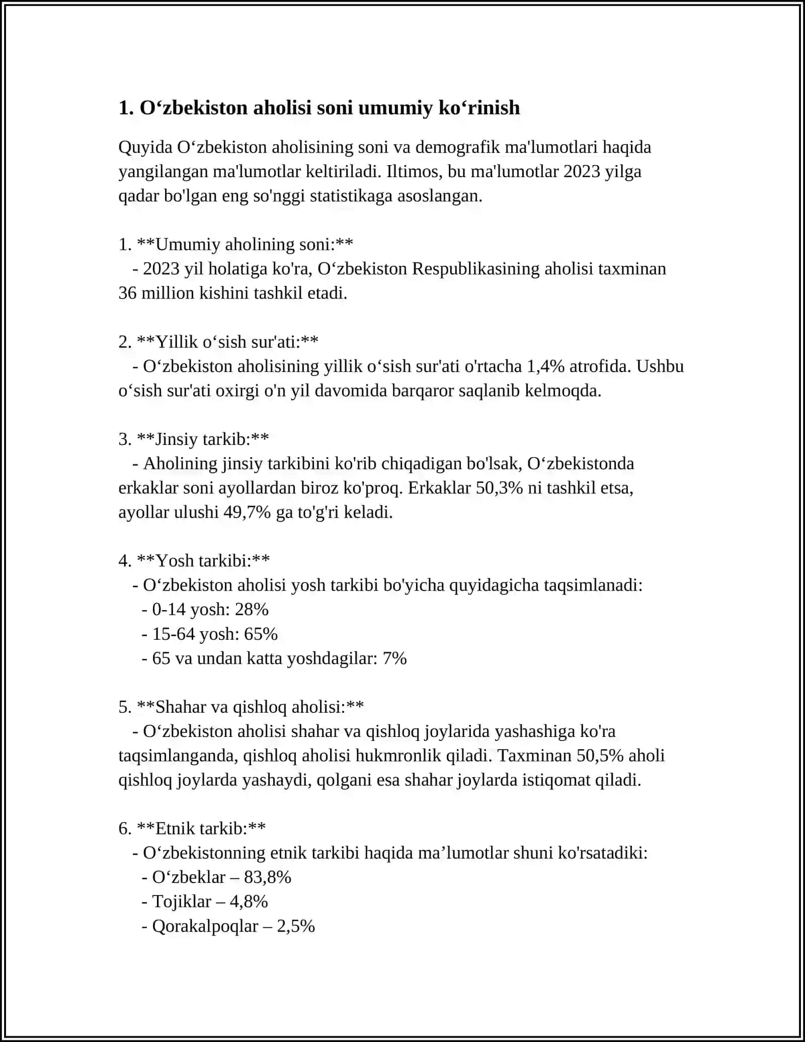 OʻZBEKISTON AHOLI SONI VA TARKIBI STATISTIKASI 3