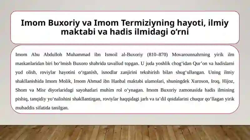 Imom Buxoriy va Imom Termiziyning hadisilari 3