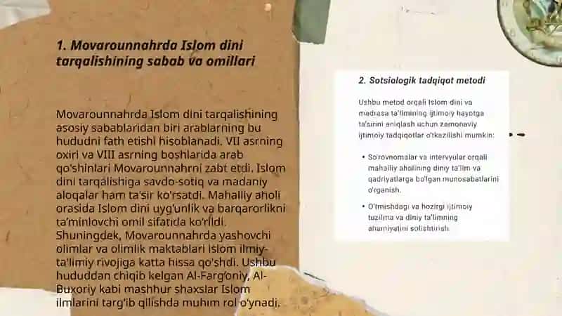 Movarounnahrda Islom dinining tarqalishi va madrasa taʼlimi shakllanishining ijtimoiy madaniy hayotga taʼsiri 3