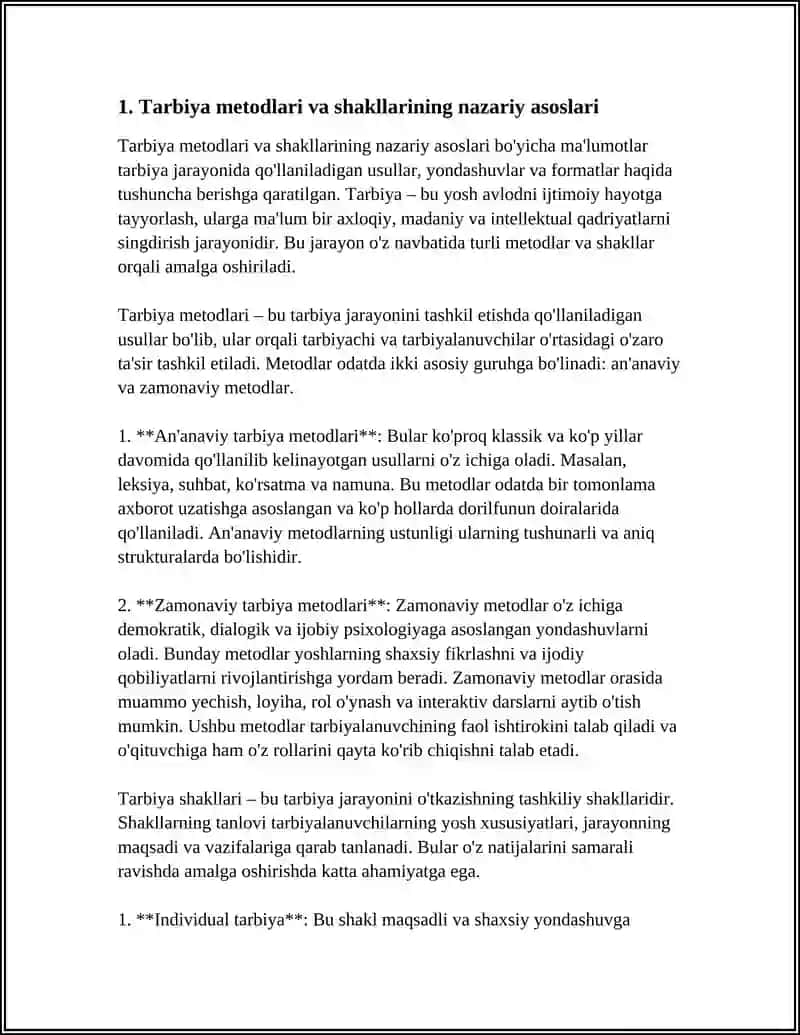 TARBIYA METODLARI VA SHAKLLARI 3