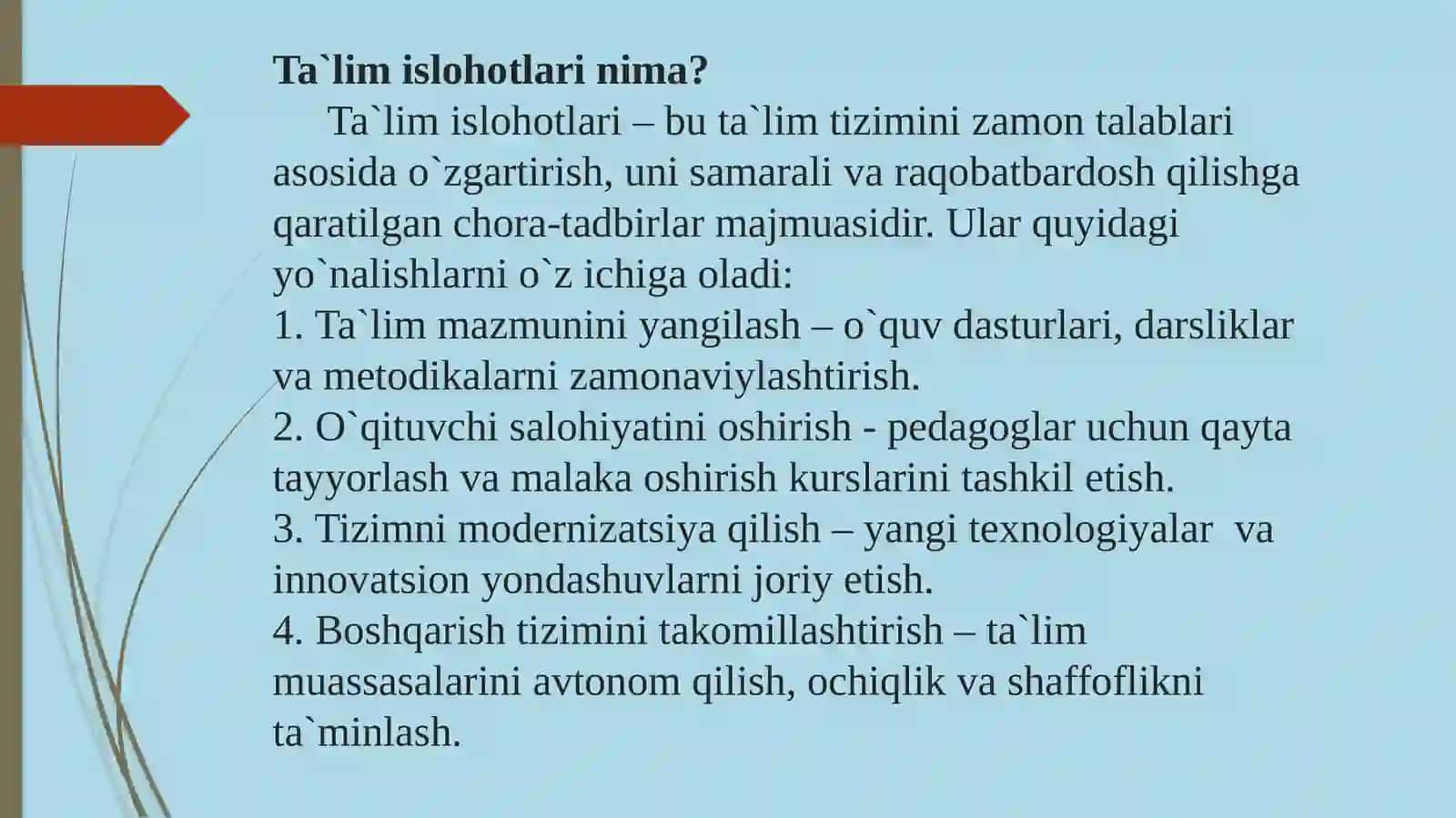 O`zbekistonda ta`lim islohotlari inobatga olingan 3