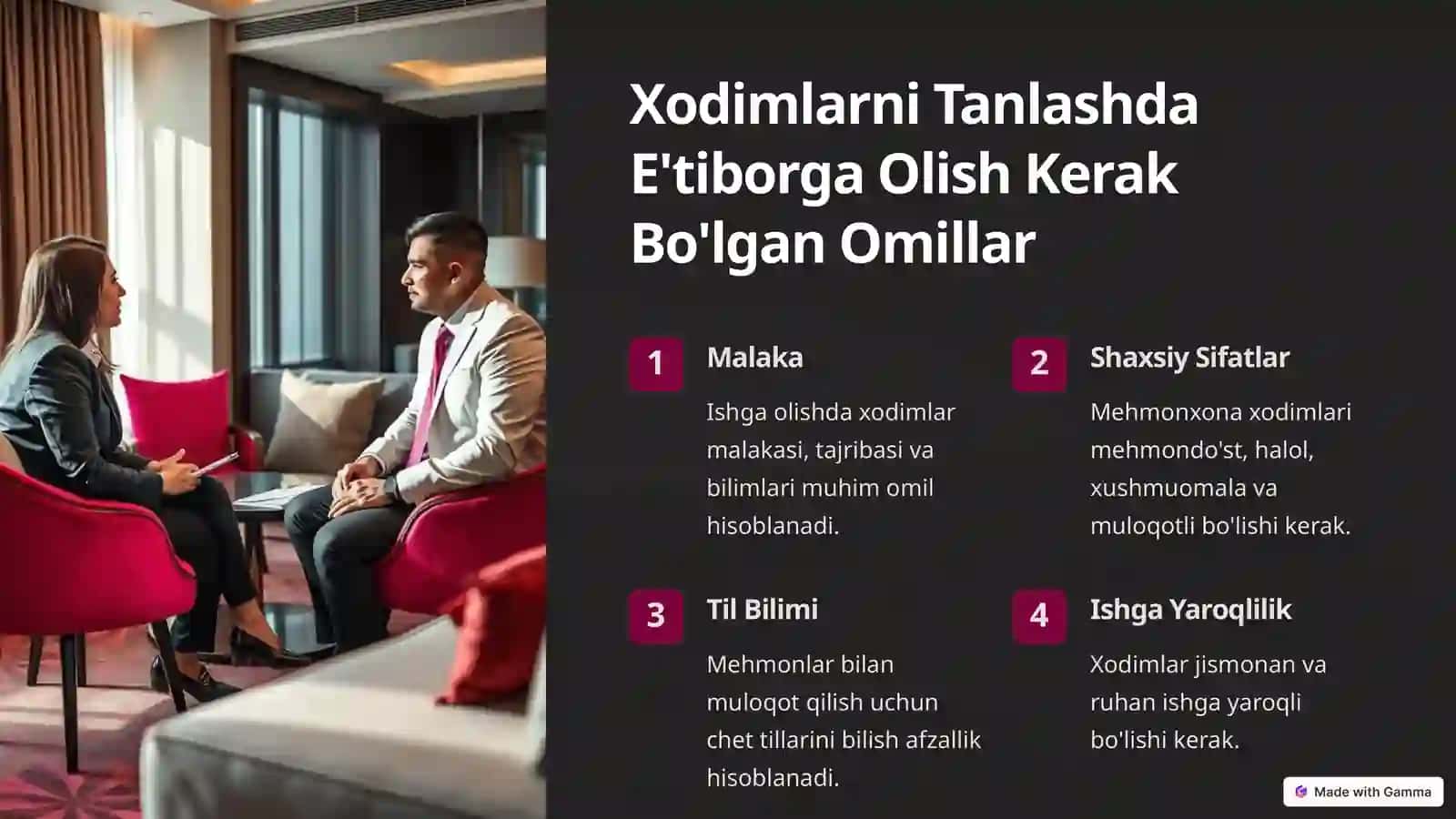 Mehmonxona Xo'jaligida Xodimlarni Tanlash va Yo'llash 3