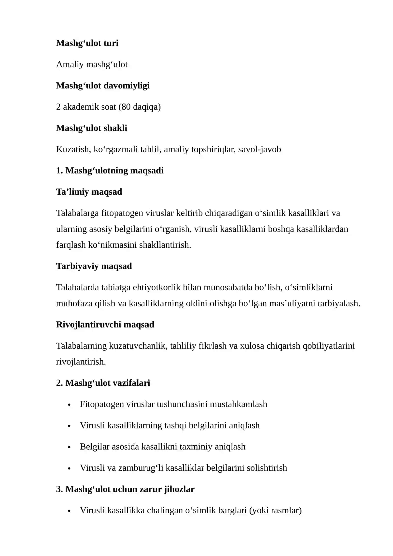 Virusli kasalliklarning belgilarini fitopatogen viruslar misolida o‘rganish 3