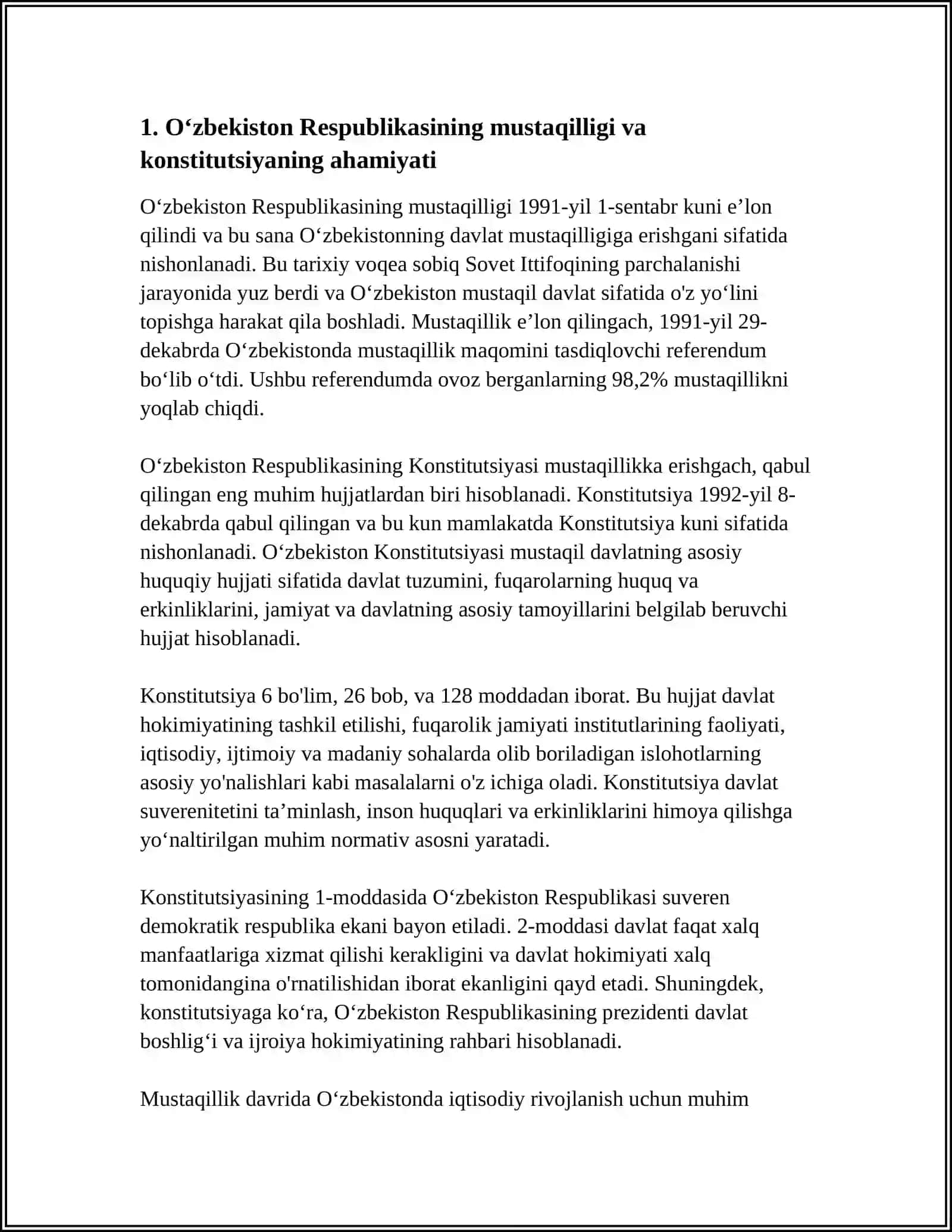 OʻZBEKISTON RESPUBLIKASI KONSTITUTSIYASINING QABUL QILINISHI VA UNING AHAMIYATI 3