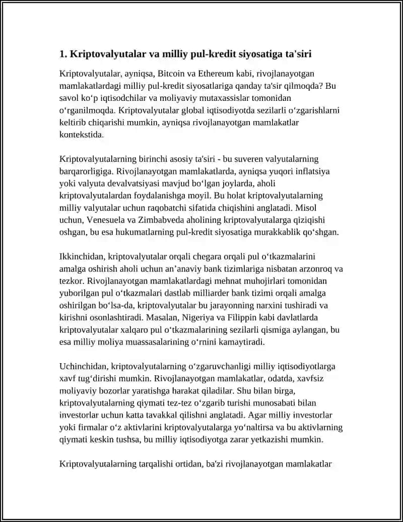KRIPTOVALYUTALAR RIVOJLANAYOTGAN MAMLAKATLAR IQTISODIYOTIGA QANDAY TA’SIR KO‘RSATMOQDA 3