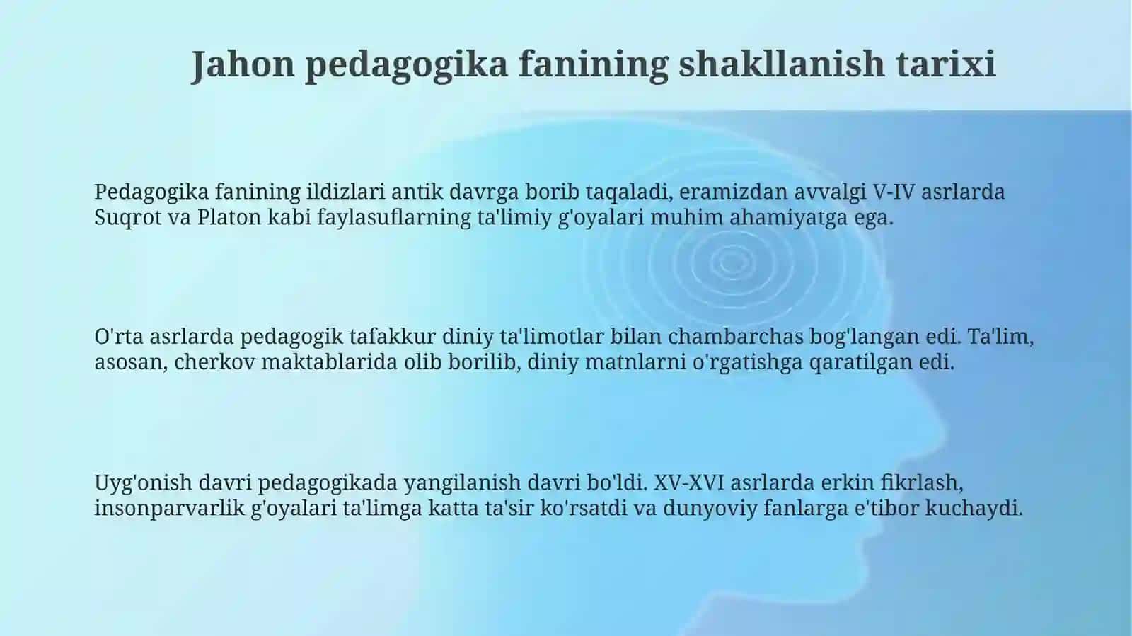 Jahon pedagogika fanining shakllanish tarixi 3