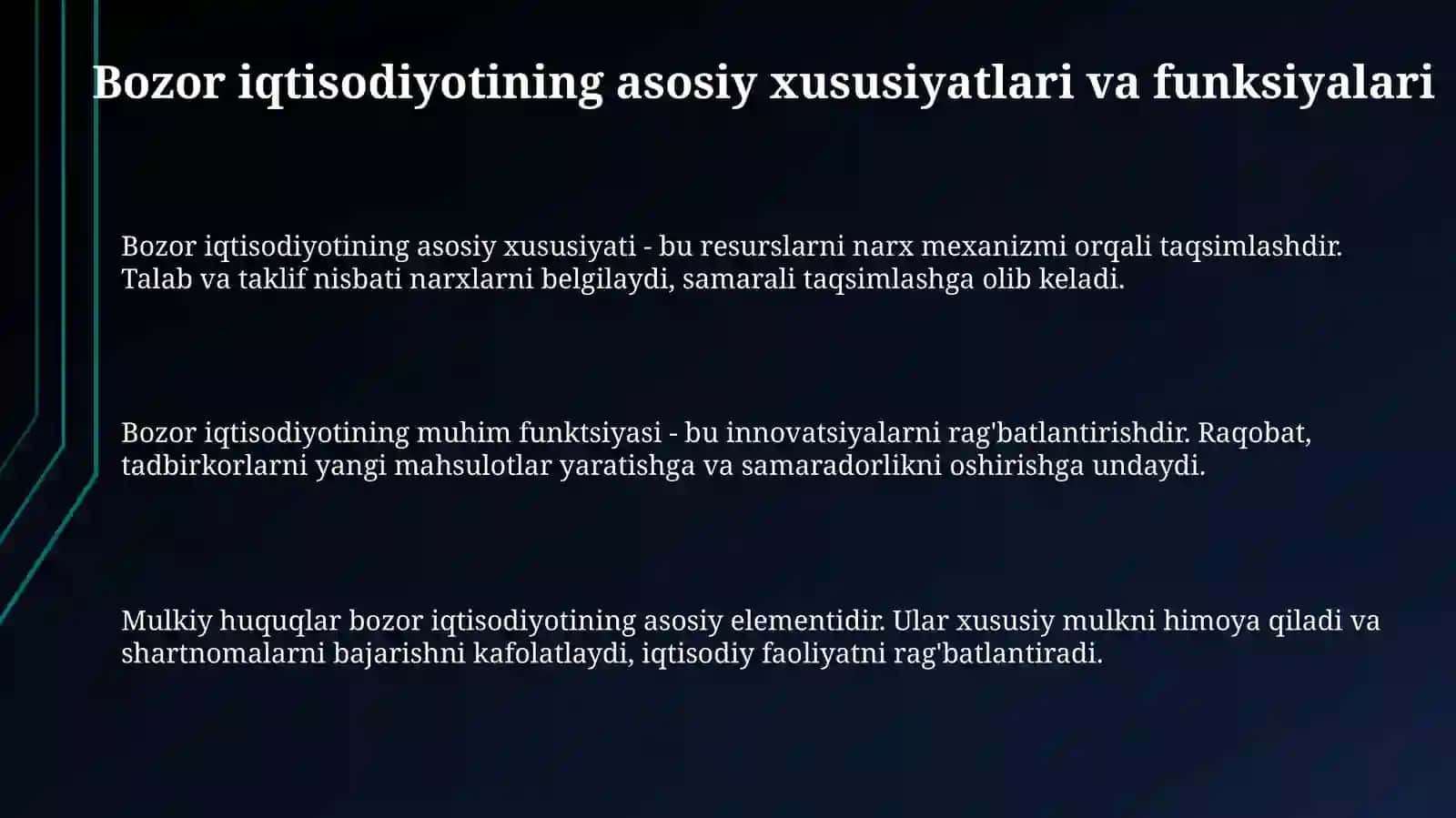 Bozor iqtisodiyotining mazmuni va amal qilishi 3