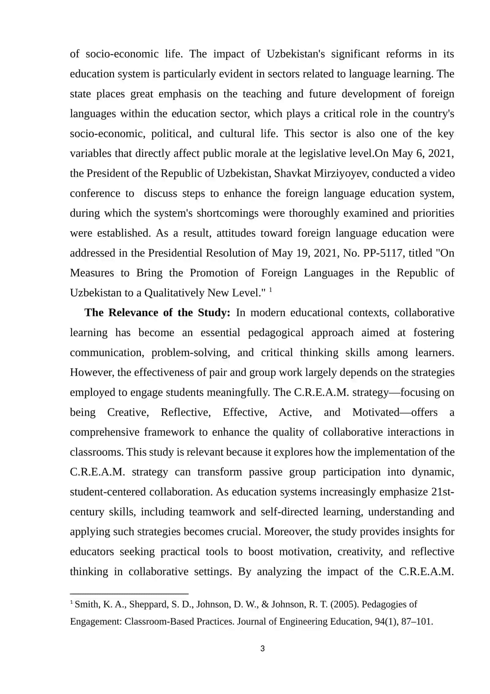 C.R.E.A.M. Strategy in Collaborative Learning 3