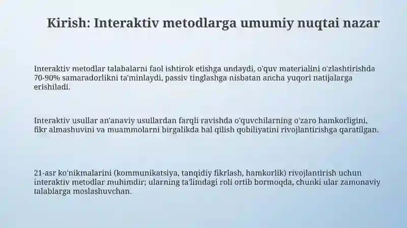 Taʼlim jarayonida interaktiv metodlarni qoʻllash metodikasi 3