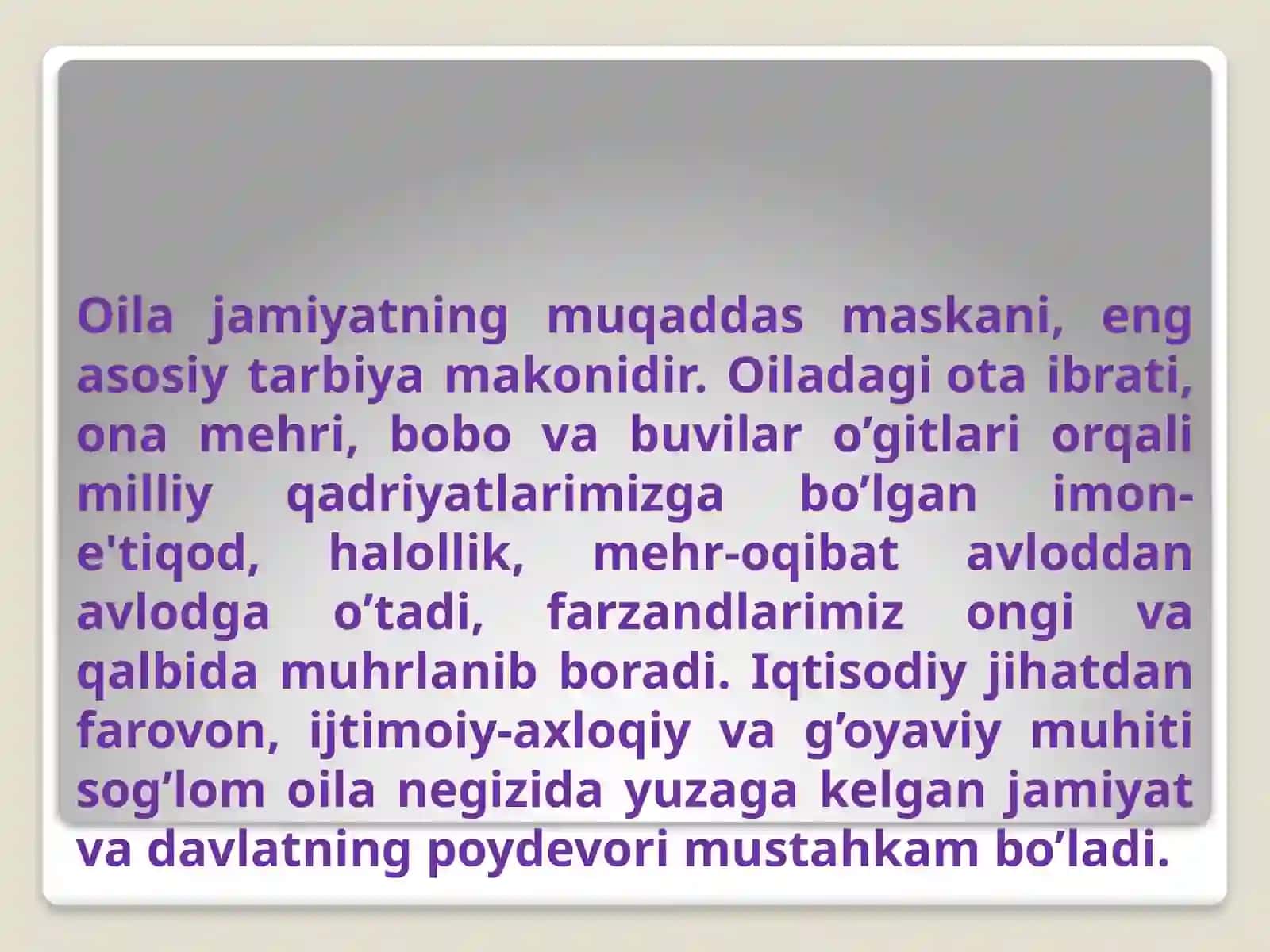 ISLOMDA OILANING MUQADDASLIGI 3