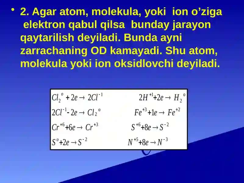 Oksidlanish-qaytarilish reaksiyalari 3