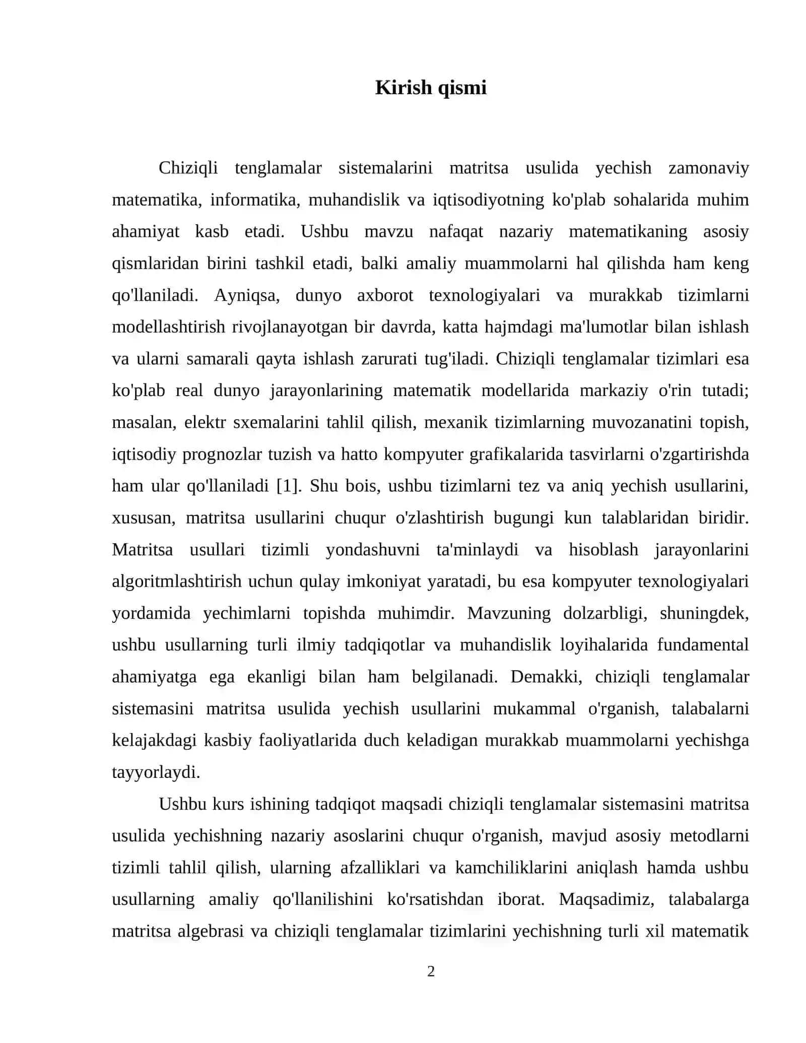 Chiziqli tenglamalar sistemasi matritsa usulida yechish 3