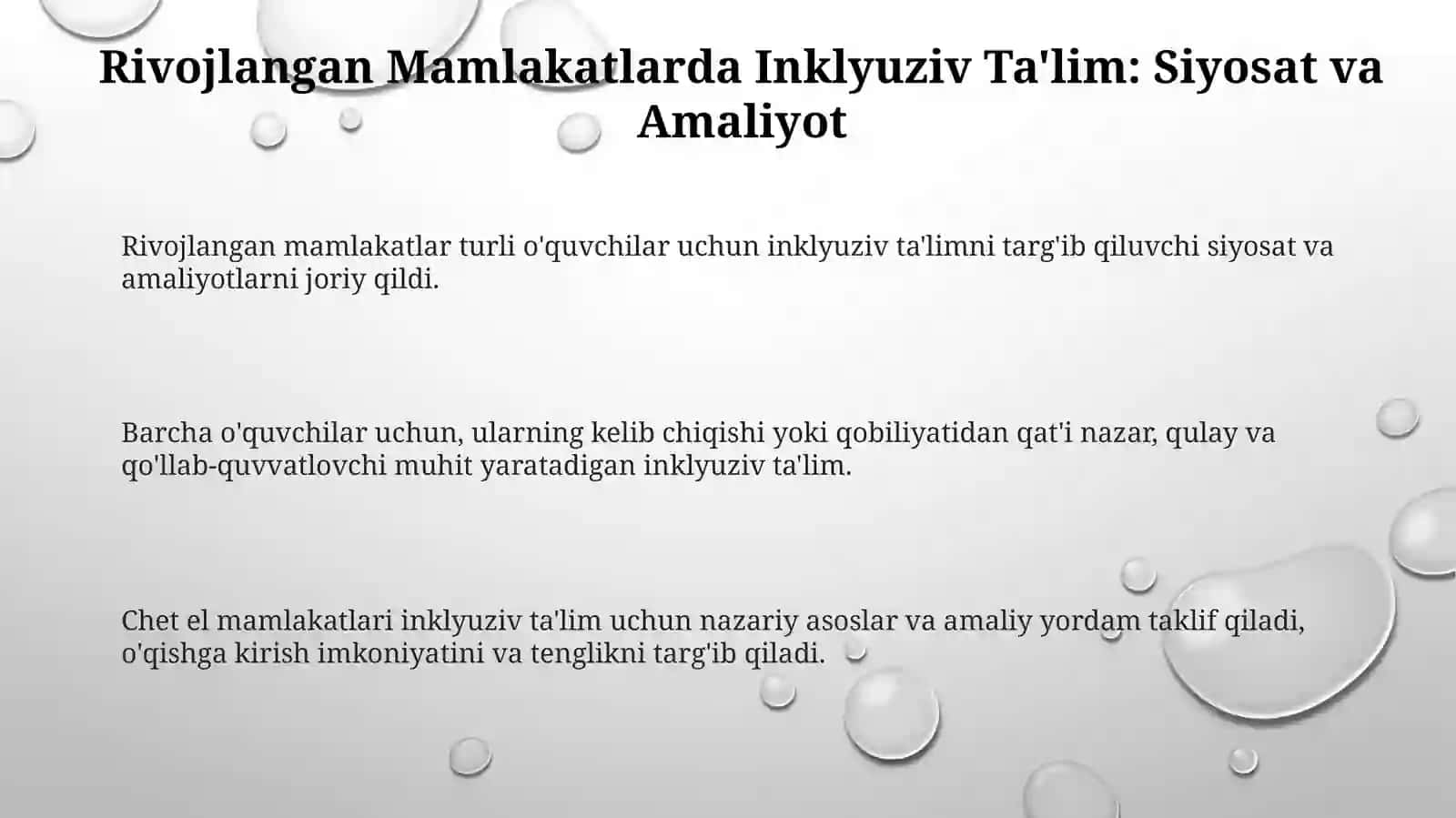 Inklyuziv ta'limni xorijiy davlatlardan nazariy va amaliy jihatdan qo'llab-quvvatlanishi 3