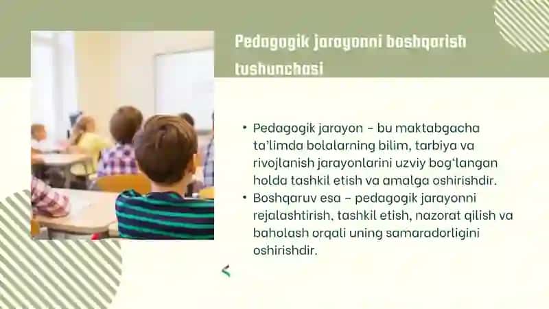 MAKTABGACHA TAʼLIM TASHKILOTLARIDA PEDAGOGIK JARAYONNI BOSHQARISHNI TAHLIL ETISH VA REJALASHTIRISH 3