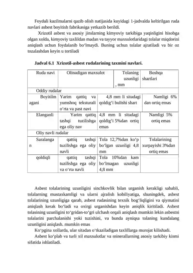 Asbestli rudalarni boyitish texnologiyasi 3