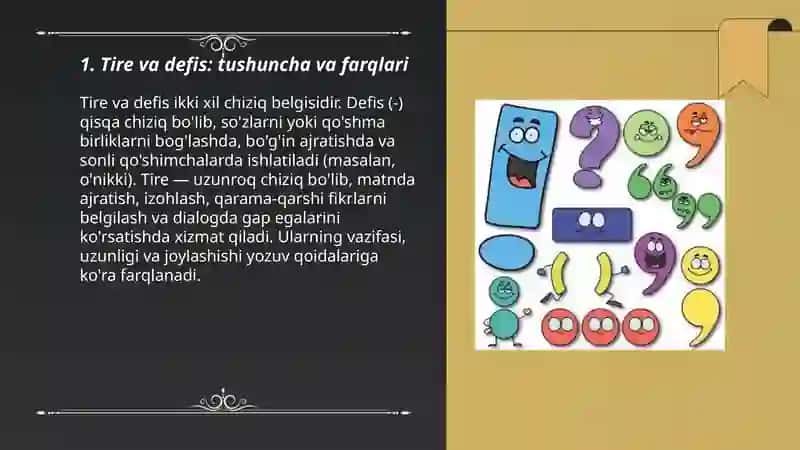 O'zbek tilida tire tinish belgisining ishlatilishi 3