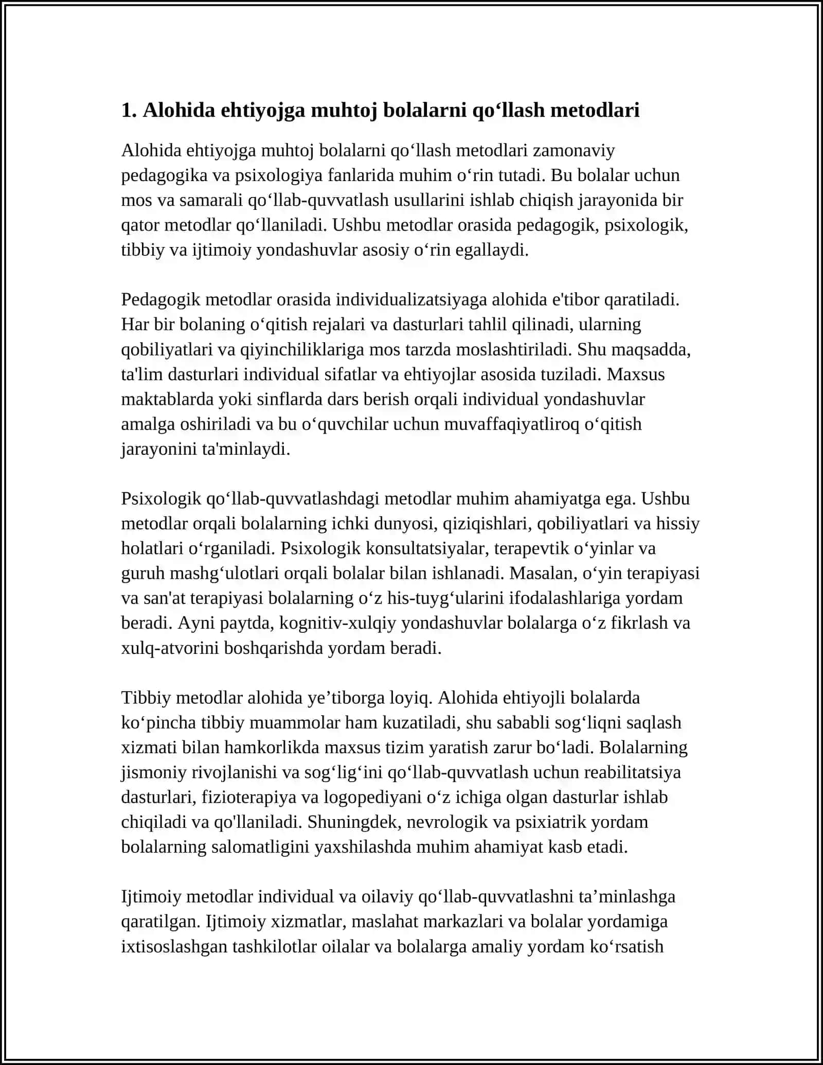 ALOHIDA YORDAMGA MUXTOJ BOLALAR MAKTABLARIDA ILM ASOSLARIGA O'QITISH METODLARI 3