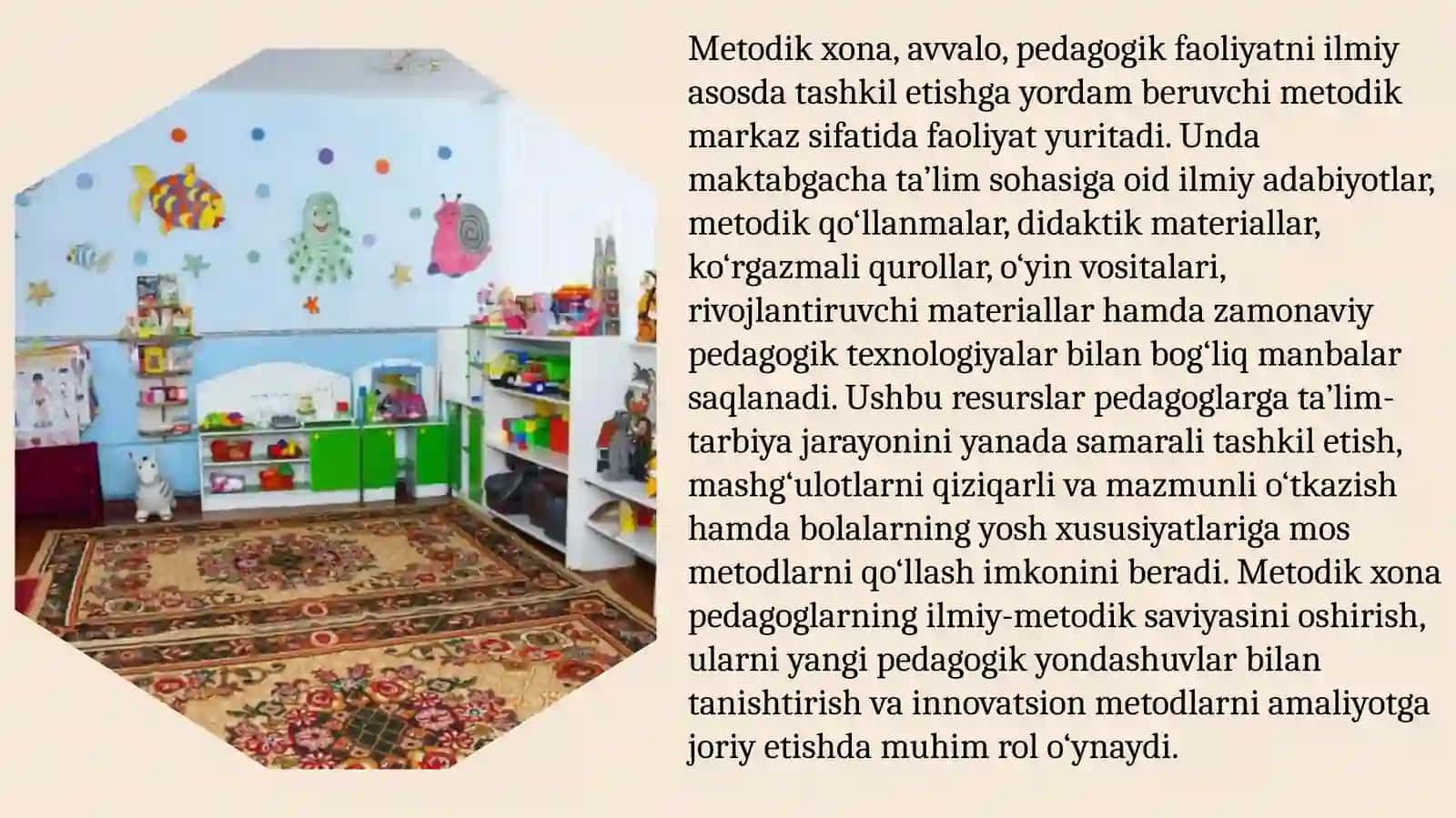 Maktabgacha ta’lim metodikasi xonasi 3