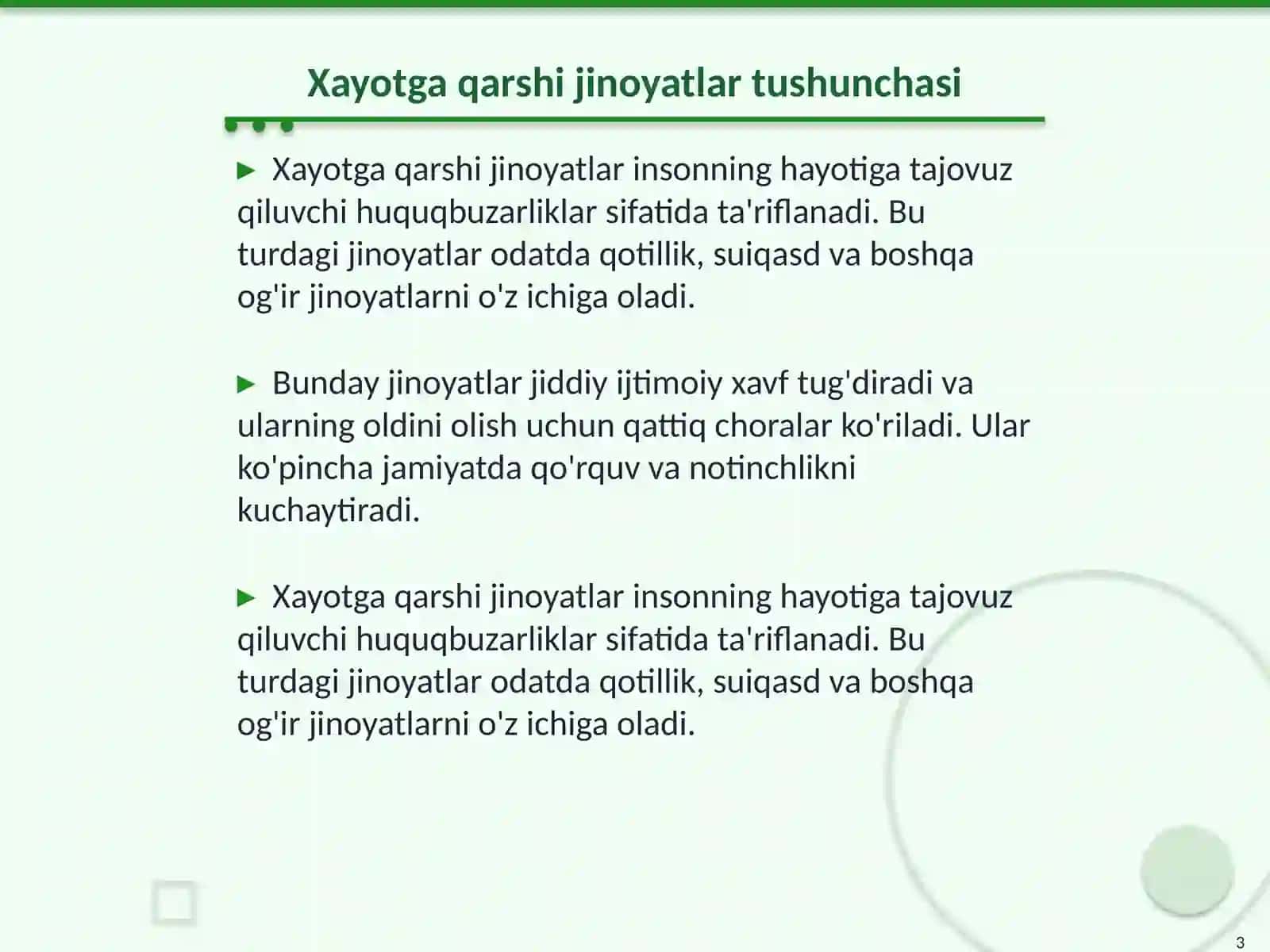 Xayotga qarshi jinoyatlar 3