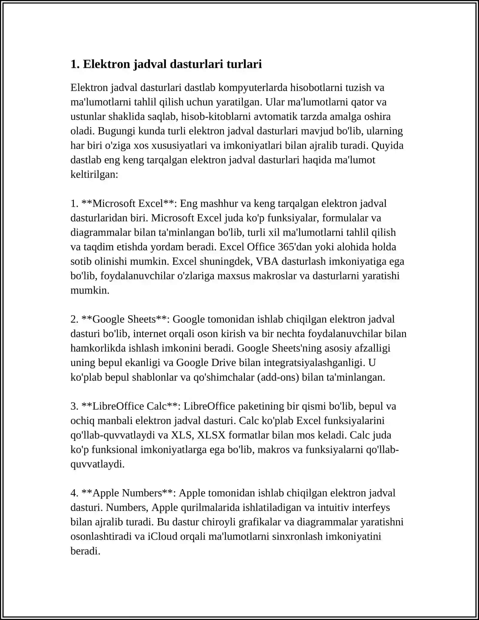 ELKTRON JADVAL HUJJATLARINI YARATISH VA QAYTA ISHLASH VOSITALARI 3