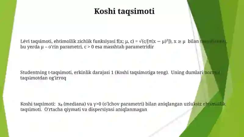 Matematikkutilmayokidispersiyasimavjudbo'lmagantasodifiymiqdorlar 3