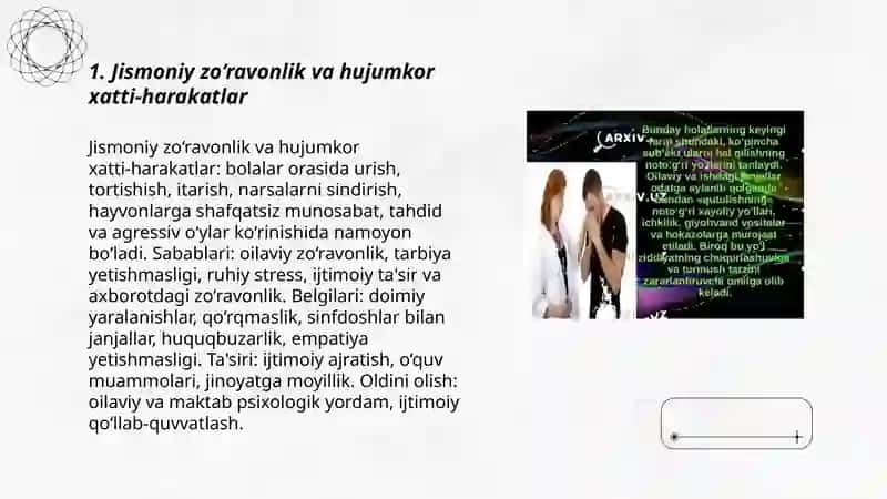 Bolalarda deviant xulqning namoyon bo'lish shakllari 3