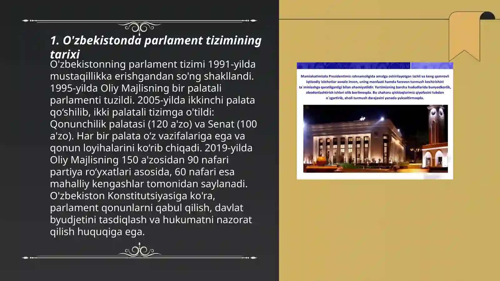 O'zbekistonda Parlament Tizimi va Undagi Ishlohtlar 3