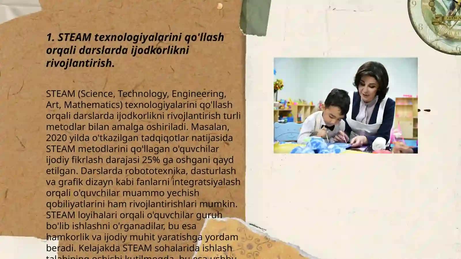 STEAM texnologiyalarini qo'llashda o'qituvchilarning kreativligi darslarida ulardan foydalanish metodikasi 3