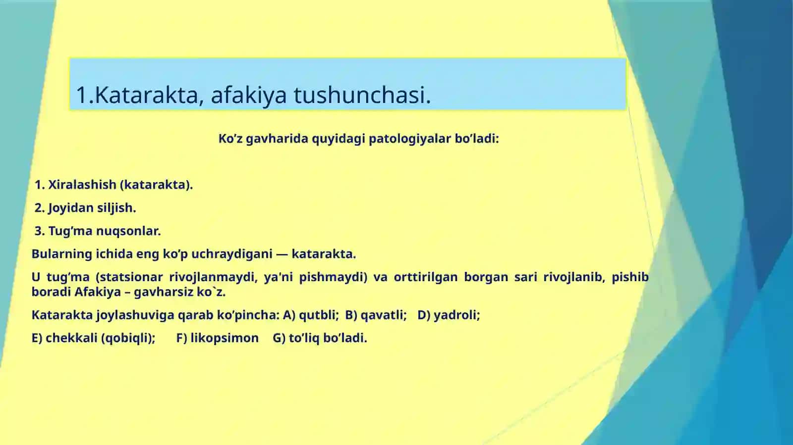 Ko’z gavhari va shishasimon tanakasalliklarida Hamshiralik parvarishi 3