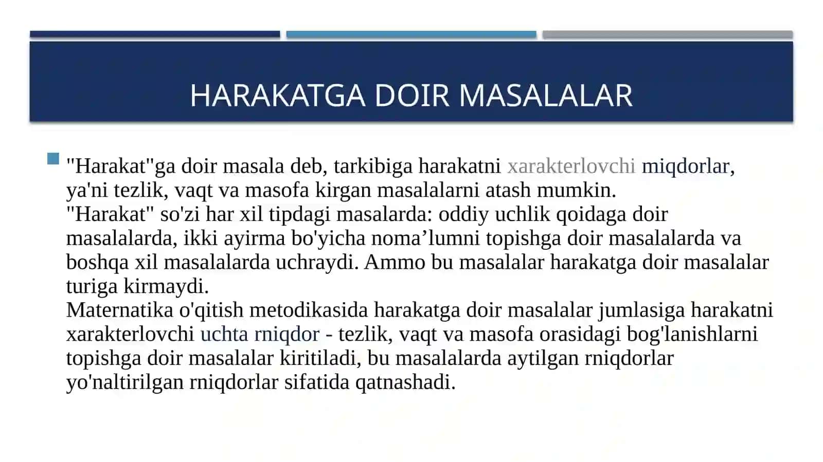 Harakatga doir masalalar yechish metodikasi 3