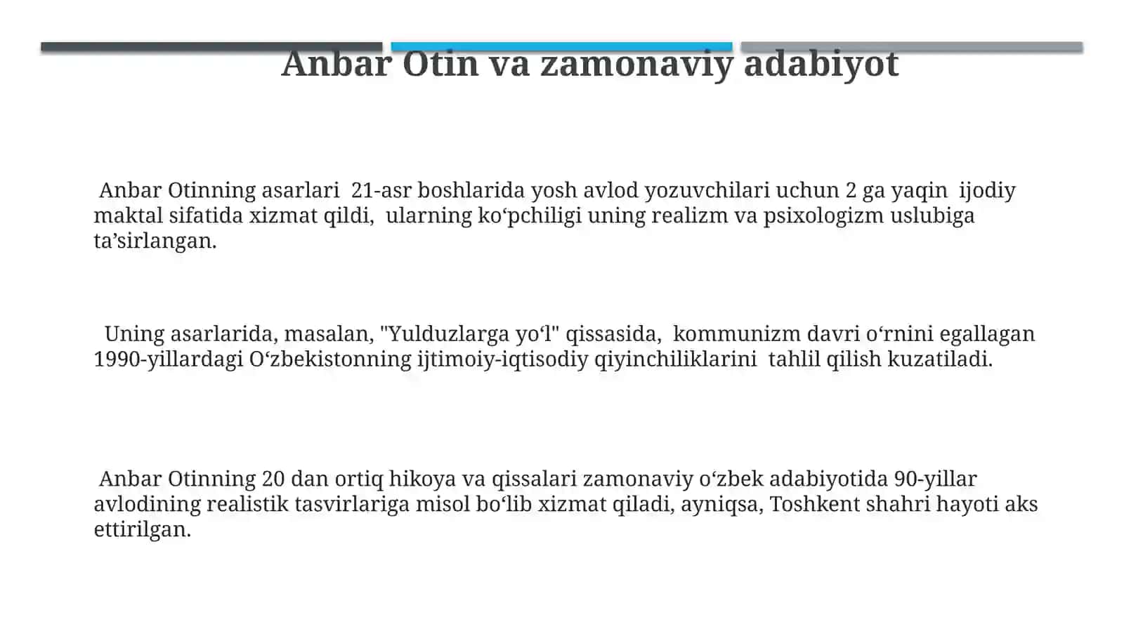 Anbar Otin va zamonaviy adabiyot 3