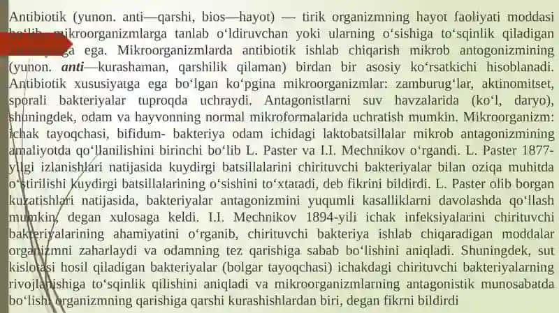 Antibiotiklarga umumiy tavsif. Zamburug’lardan ajratib olinadigan antibiotiklar, aktinomisentlardan ajratib olinadigan antibiotiklar 3