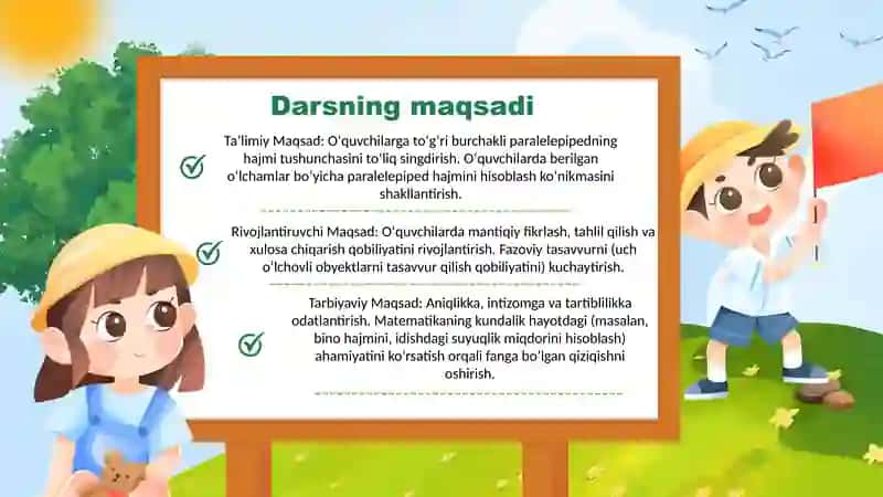 Toʻgri burchakli parallepipedning hajmi 3