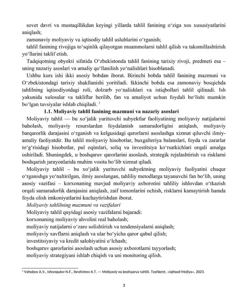 O‘zbekistonda moliyaviy tahlil fanining vujudga kelishi va rivojlanishii 3