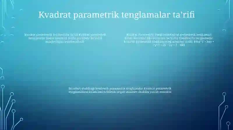 Kvadrat Parametrik Tenglamalar 3