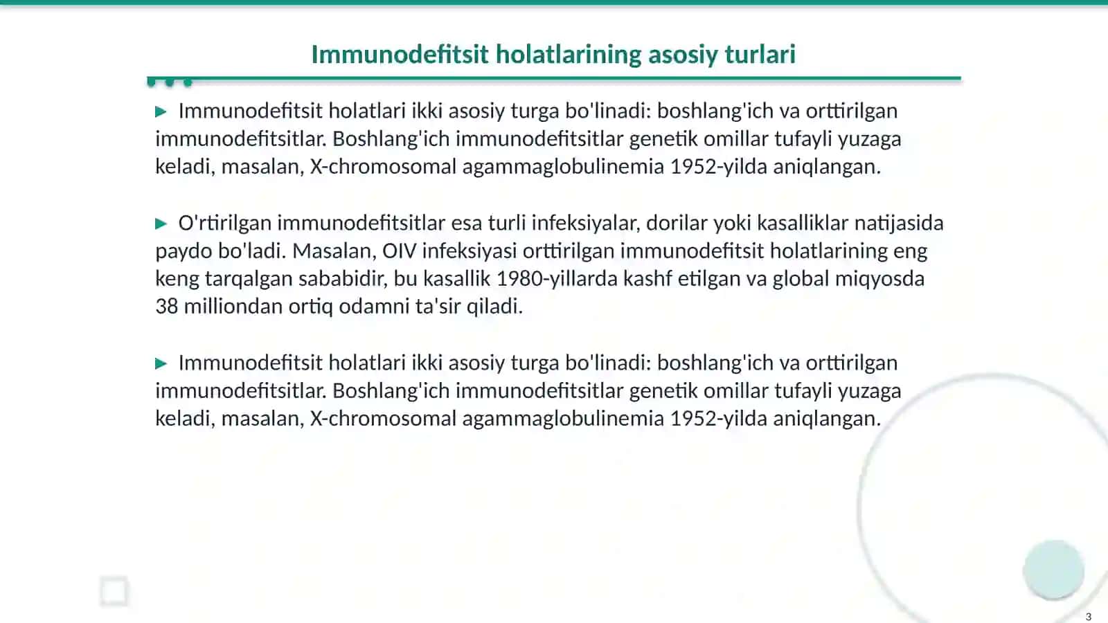Immunodefitsit holatlar patologik fiziologiya 3