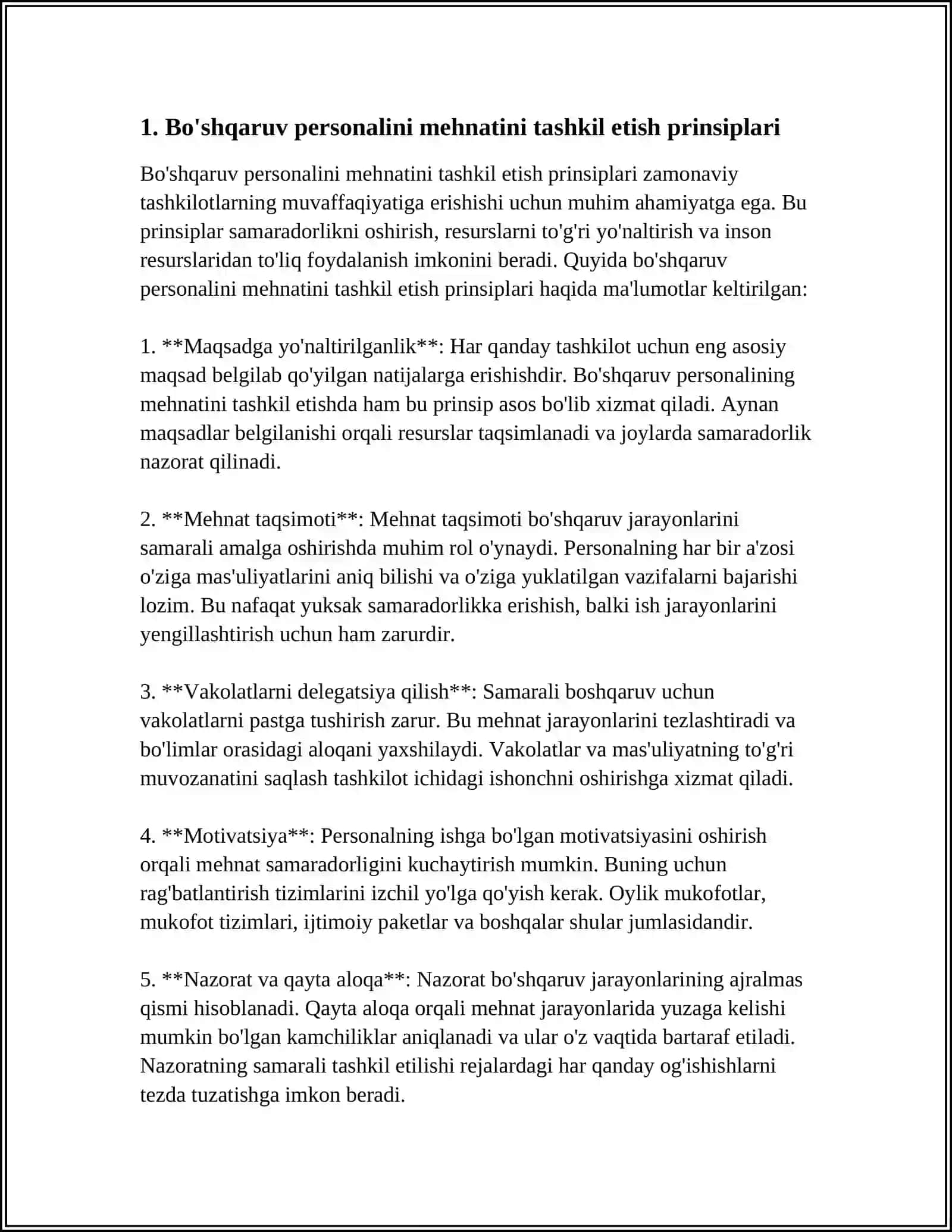 BOSHQARUV PERSONALI MEHNATINI TASHKIL ETISHNING XUSUSIYATLARI 3