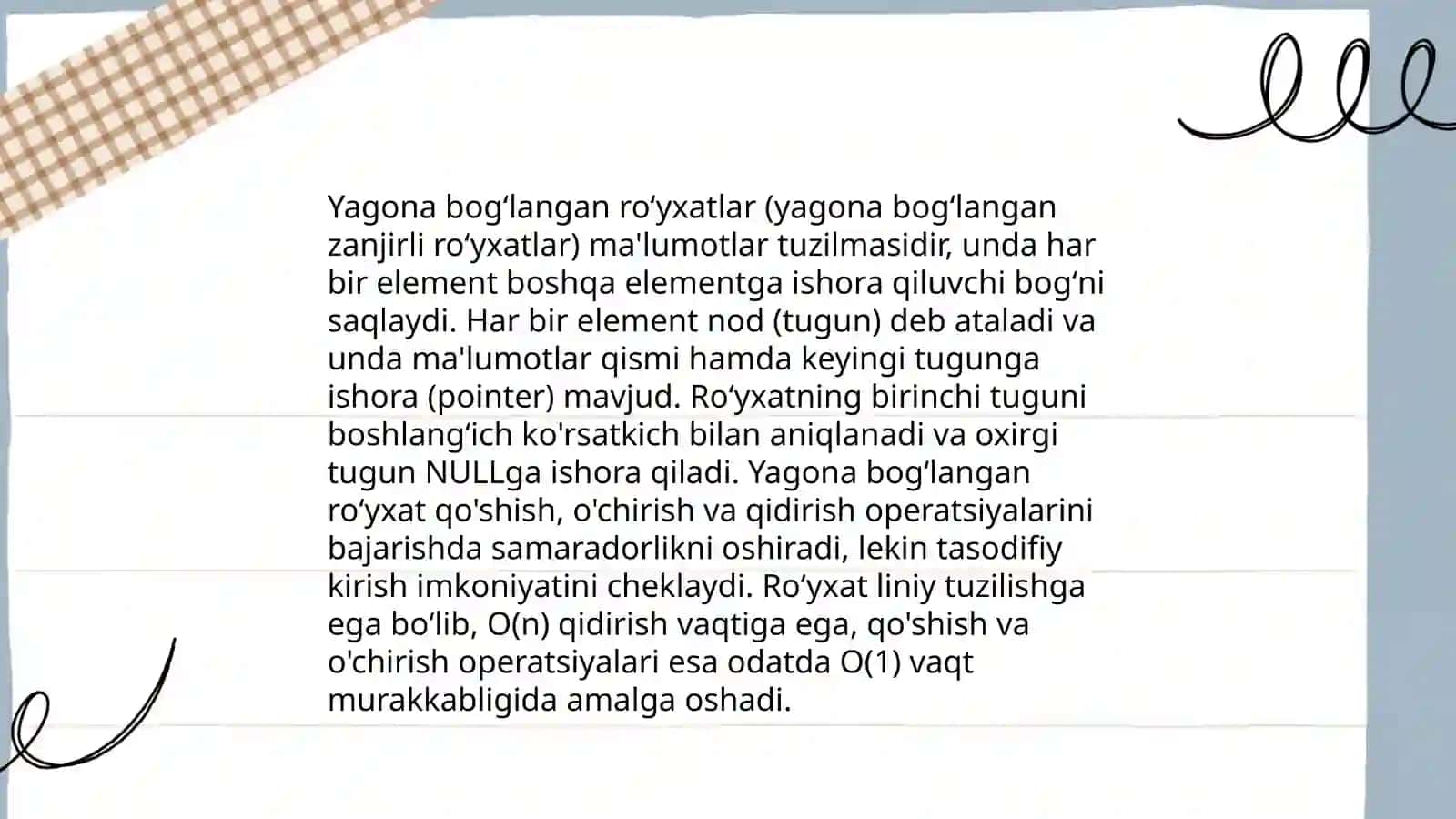 Bogʻlangan roʻyxatlar klassifikatsiyasi 3
