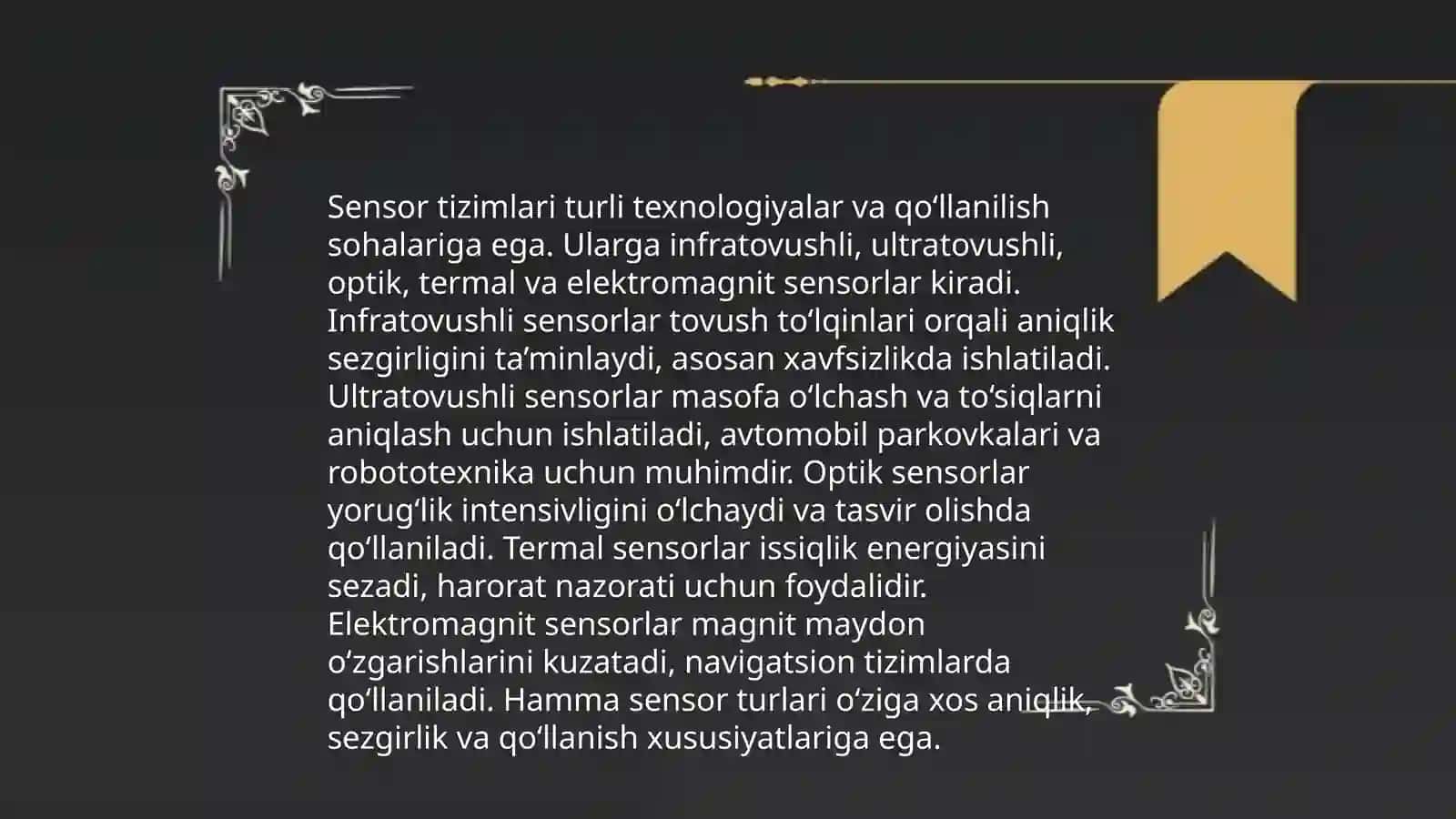 Sensor tizimini rivojlantirishning o'zgachaliklari 3