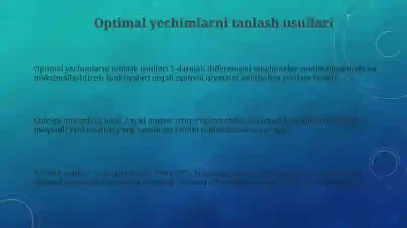 Optimal qarorlarni tanlash usullari 3