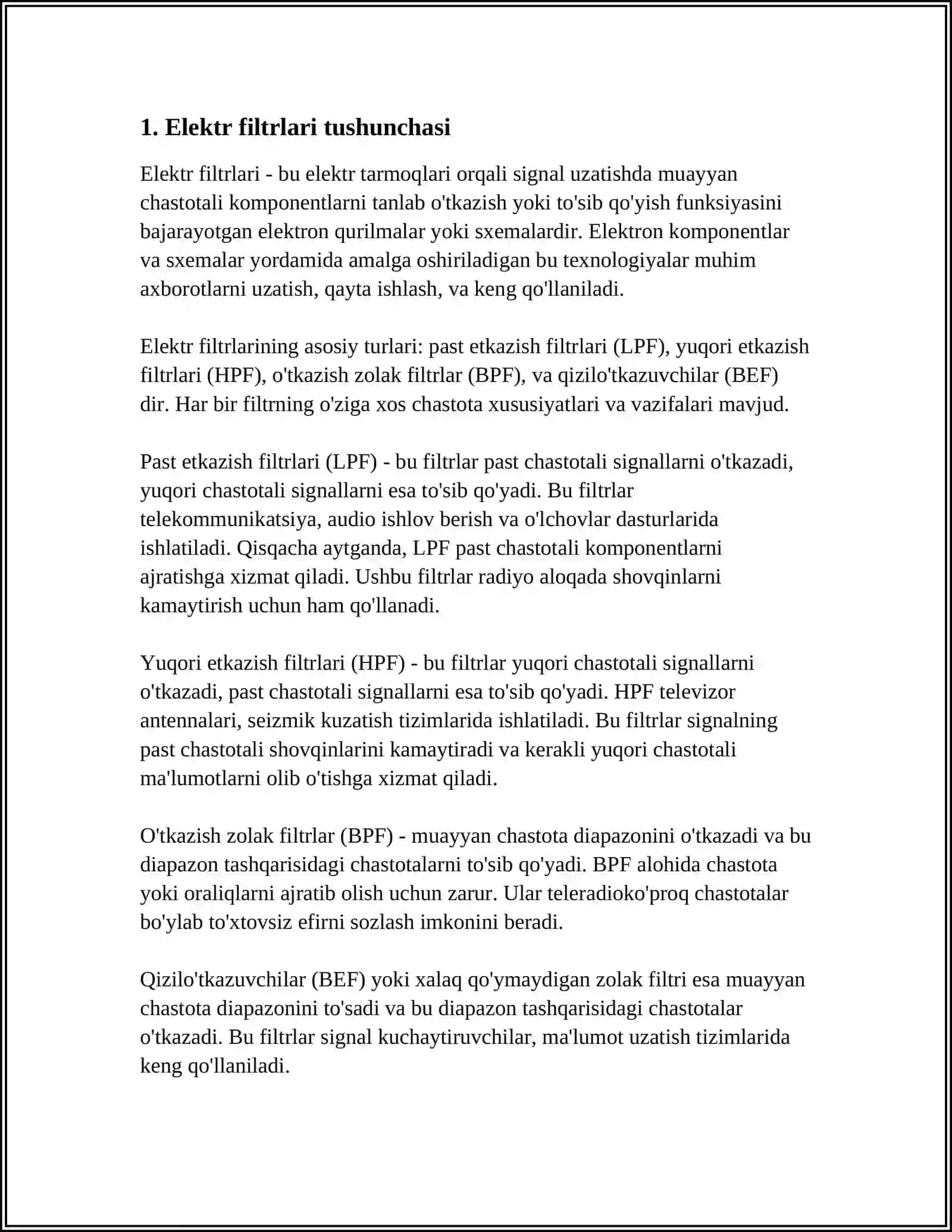 ELEKTR FILTRLAR TO‘G‘RISIDA UMUMIY MA‘LUMOTLAR 3