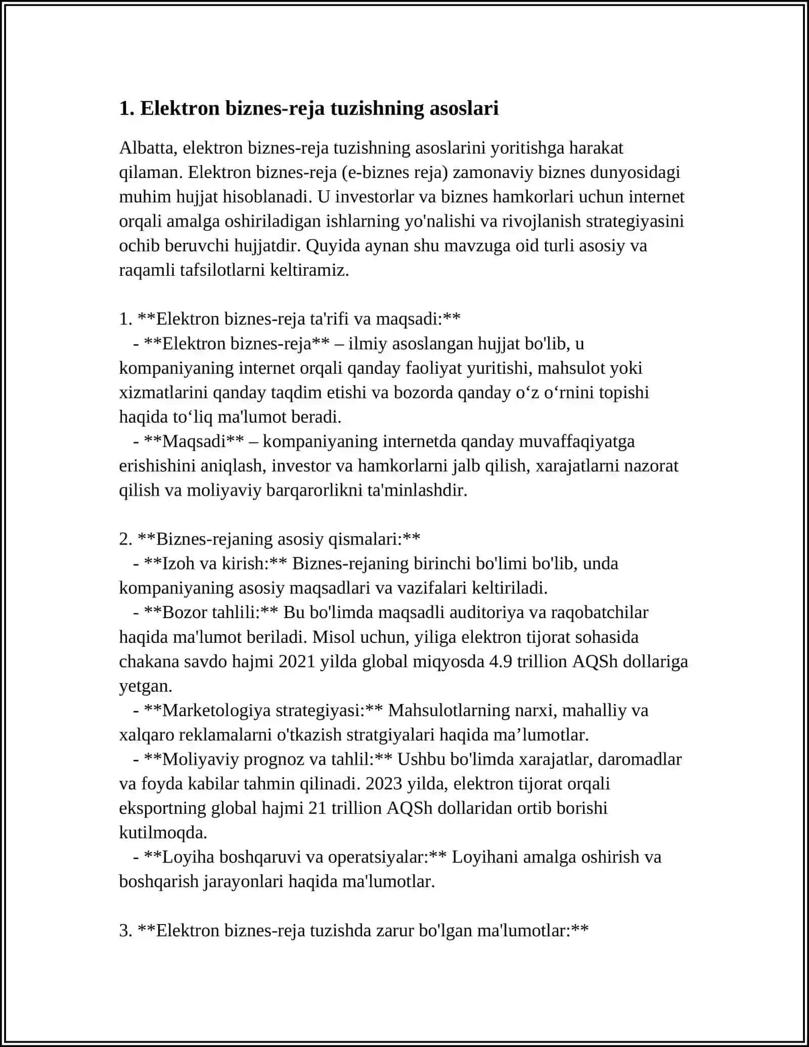 TURIZM KORXONA FAOLIYATINING ELEKTRON BIZNES REJASINI TUZISH 3