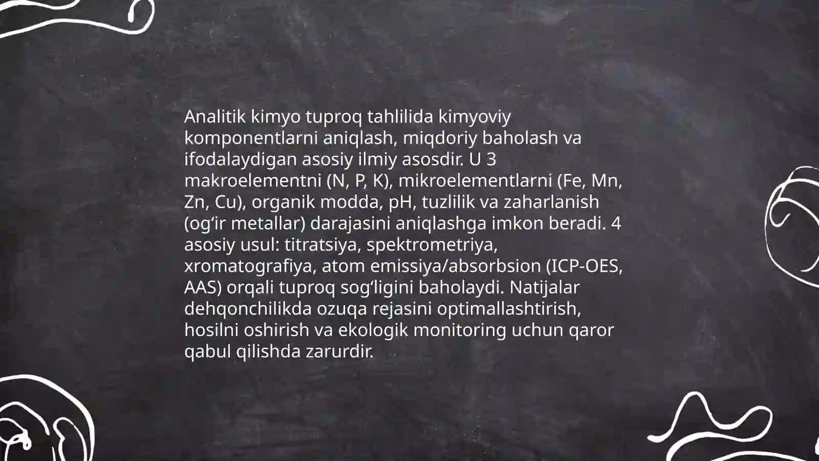 Analitik Kimyo fanining qishloq xõjaligidagi tutgan õrni va ahamiyati tõğrisida 3
