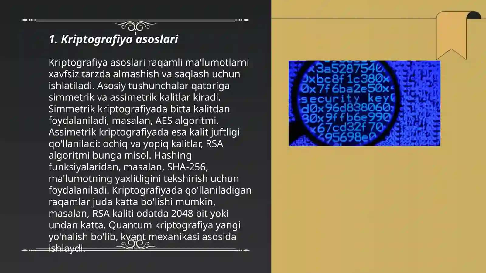 Ochiq va yopiq kalitli kriptografiya asoslari 3